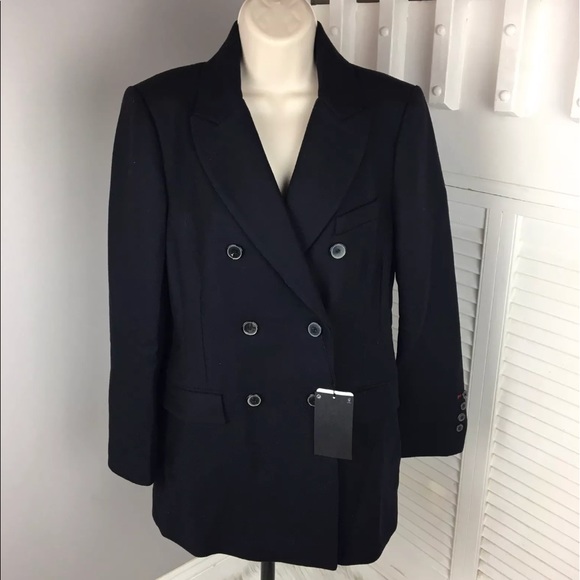 zara navy double breasted coat